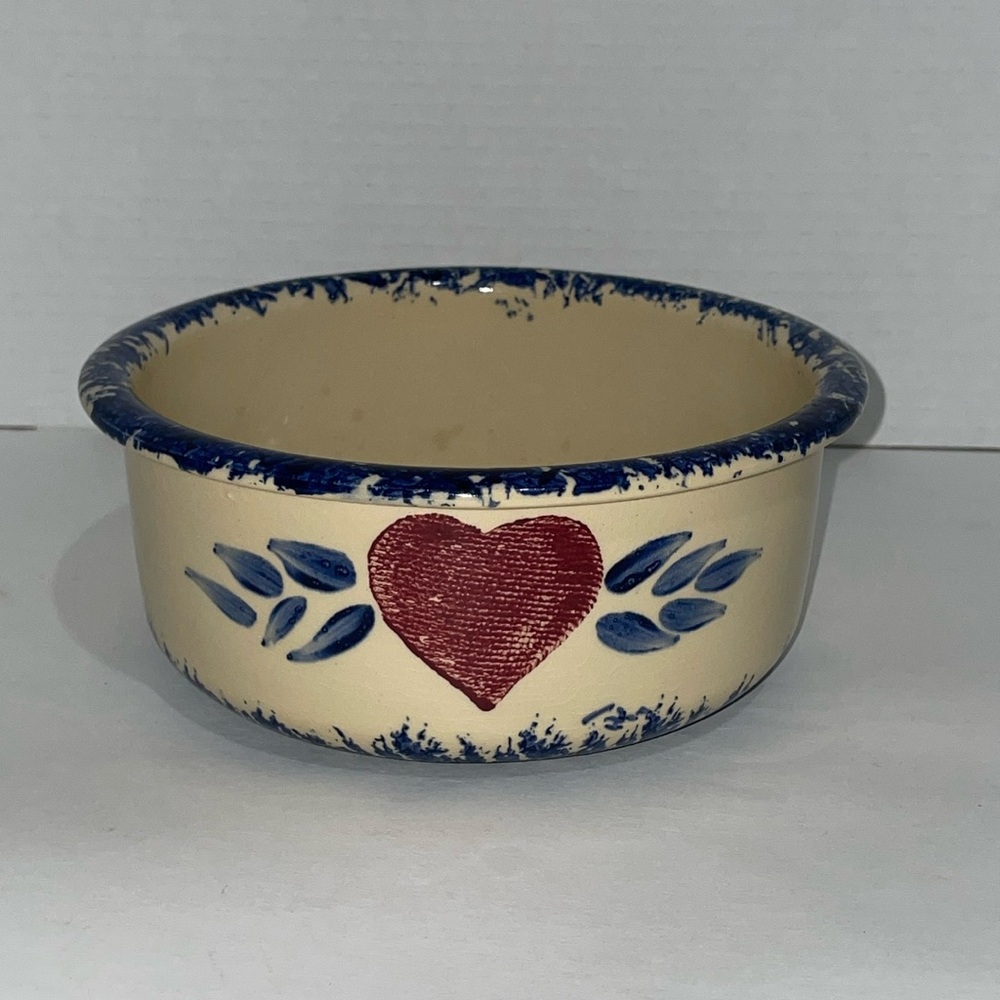 Pottery Heart Blue Accent Decorative Planter Dish